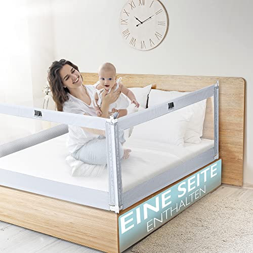 Kids Supply Bettgitter - Sicheres & höhenverstellbares Bettschutzgitter [70-90cm] - Rausfallschutz Bett für Kinder Bett & Elternbett [Eine Seite] (180 x 80 cm)