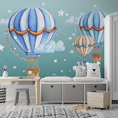 BYSQX Fond D'Écran 3D Mural Dessin Animé Ciel Montgolfière Papier Peint Intissé Tapisserie Murales Panoramique 3D Mur De Fond Tv Papier Peint Chambre Enfant Adulte Poster Murales 350X256Cm