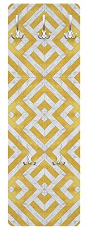 Bilderwelten Garderobe - Geometrischer Fliesenmix Art Deco Gold Marmor, Größe HxB:119cm x 39cm