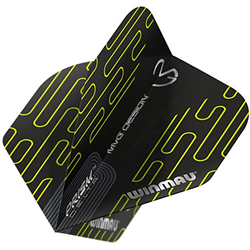 WINMAU Prism Delta Michael Van Gerwen MvG Black Extra Thick Dart Flights - 1 Set per Pack (3 Flights in total)