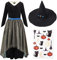 corimori Hexen-Kleid Kostüm-Set für Kinder | mit Hexenhut & Tattoos | Halloween Kinder-Kostüm | schwarz, Größe 134/140
