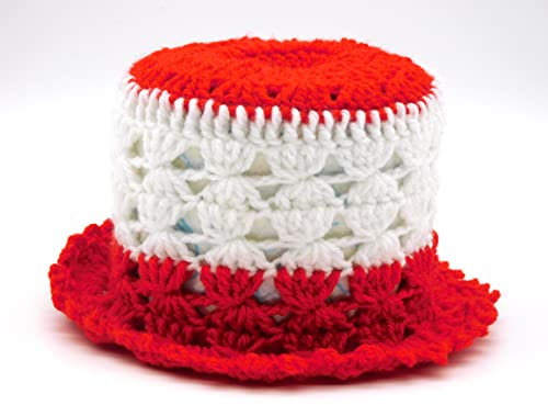 (77) Klopapierhut Klohut Toilet paper hat in Rot - Weiß - Rot gehäkelt Auto Fußball Kult Geschenk Sport Scherzartikel