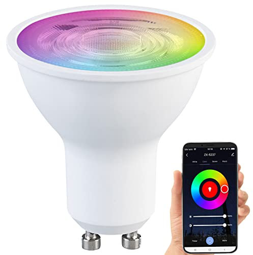 Luminea Home Control GU10 RGBW ZigBee: LED-Spot GU10, RGB-CCT, 4,8W (ersetzt 35W), 345 lm, ZigBee-kompatibel (LED-Strahler, Spotleuchte, Einbaustrahler)