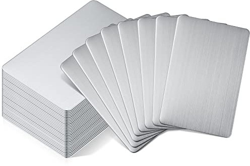 30 Stück 304 Edelstahl Metall Visitenkarten Blanko Stahl Lasergravur Edelstahl Karten für Haus Büro Kunden DIY Geschenkplatte, 86 x 54 mm (0,8 mm Dicke)