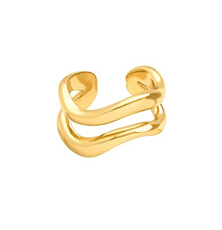 Brandlinger ® Ear Cuff Silber 925 (1 Stück). Ohrklemme geschwungen. Schmuck Damen vergoldet mit 18 Karat (Silber und Gold) für Frauen und Mädchen. Durchmesser Ear Cuff 12mm.
