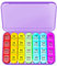 Doruimi Tablettenbox 7 Tage Morgens Mittags Abends, Klein Pillendose Große Fächer, Medikamentenbox 7 Tage 4 fächer mit Einfachem Offenem Design FüR Kinder äLtere und Arthritische HäNde - Lila