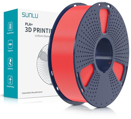 SUNLU PLA Plus 3D Druckerfilament, ordentlich gewickeltes PLA+ Filament 1.75mm, robustes 3D Filament, kompatibel mit 3D FDM Druckern, Maßgenauigkeit +/- 0.02 mm, 1kg Spule(2.2 LBS), Macaron Kirsch Rot