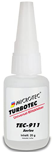Microtec® Turbotec-911 Universal Sekundenkleber | extra dünnflüssig | 20g | starke und sekundenschnelle Aushärtung | ideal in Verbindung mit Granulat | wasserfest, hitze- und kältebeständig