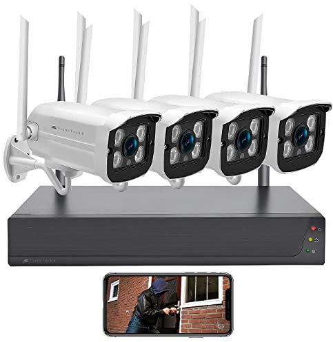 VisorTech IP Kamera Set: Funk-Überwachungssystem mit HDD-Rekorder, Versandrückläufer (Überwachungskamera LAN Sets, Personen-Überwachungskameras)