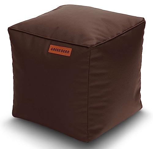 Green Bean© Pouf en Cuir synthétique en 3 Couleurs | Pouf avec Rembourrage | Dimensions Cube 40 x 40 cm – Complément Parfait au Pouf | Coussin d'assise Tabouret Marron foncé