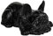 KYEYGWO Obsidian Stein Französische Bulldogge Figur Deko, Reiki Kristall Hund Statue Ornamente Welpe Heilstein Skulptur Harz Tier Sammlerfigur für Haus Büro, 10 cm Länge