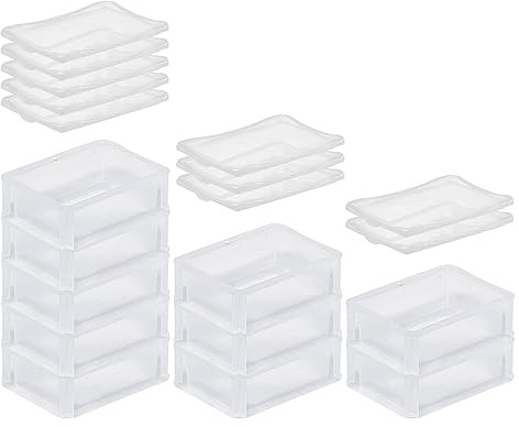 PROREGAL SuperSparSet 10x Transparenter Eurobehälter BasicLine mit geschlossenem Griff & Klickdeckel | HxBxT 7x15x20cm | 1,3 Liter | Eurobox Transportbox Transportbehälter Stapelbehälter
