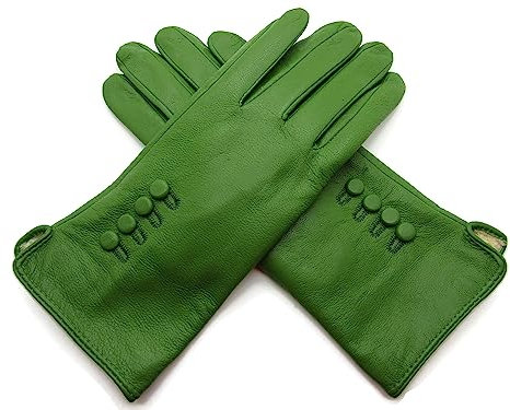 TheGloveHut Damen Echtes Weiches Leder Handschuhe Vollständig Gefüttert Geschenk Verpackt (Hellgrün, M 7 )