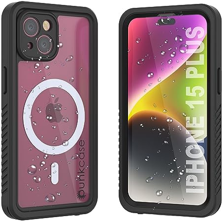 PunkCase for iPhone 15 Plus Waterproof Case [Extreme Mag Series] [Slim Fit] [IP68 Certified] [Shockproof] Armor Cover W/Built in Screen Protector for iPhone 15+ Plus Cover (6.7) (2023) (Black)
