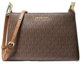 Michael Kors Trisha Medium Logo Crossbody Bag, Brown Signature