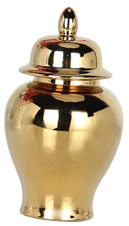 Baoblaze Keramikvase, Porzellan, Ingwerglas, Dekoration mit Deckel, Tempelglas, Tee-Vorratsglas für Lagertank, Büro, Hochzeiten, Arrangement, Gold