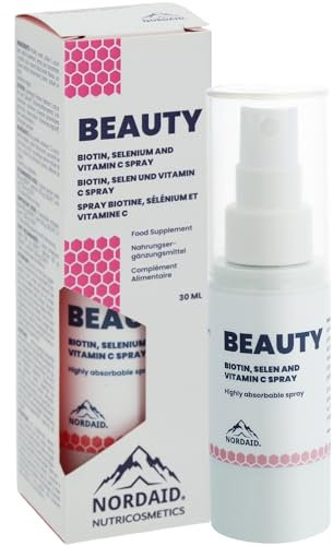 Biotin, Selen & Vitamin C Spray - 500 μg Biotin & 200 μg Selen - Für 40 Tage - Haarvitamine Männer - Haarvitamine für Frauen - Haut Haare Nägel Hochdosiert - Biotin Tropfen - Nordaid