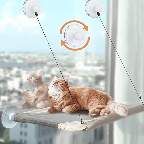 Hamac Kaki pour Chat avec Fenêtre - Lit Suspendu 35*55Cm pour 17kg Chats - Nid Monté sur Fenêtre - Chaise Longue avec Ventouse