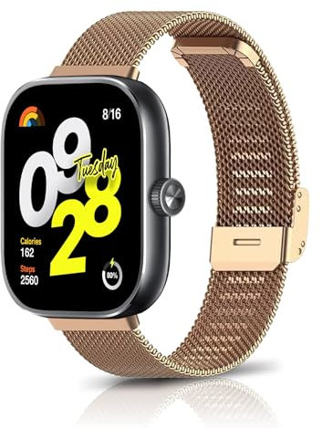 ToVioc Cinturino Compatibile con Xiaomi Redmi Watch 5/4, Cinturino in Acciaio Inossidabile Adatto Compatibile con Xiaomi Redmi Watch 4/5 - Oro Rosa