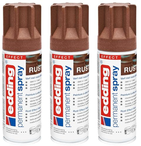 EDDING Lot de 3 Sprays Peinture Permanent 5200 Effet Rouille Mat