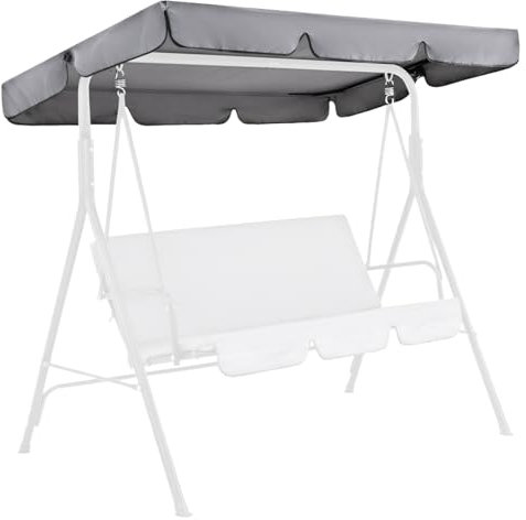 Hollywoodschaukel Dachbezug Gartenschaukel Veranda Swing Baldachin Ersatz wasserdicht UV Schutz Außenschwung Baldachin Oxford Stoff Swing Baldachin Ersatz, Grau