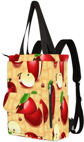 TropicalLife Apfel-Rucksack, Handtasche für Damen, Herren, Kinder, Jungen, Mädchen, Apfelmuster, Obst, lässiger Rucksack, 13,3 l, Tragetasche, Rucksack, Schule, Büchertasche, Reisen, Laptop-Tasche,