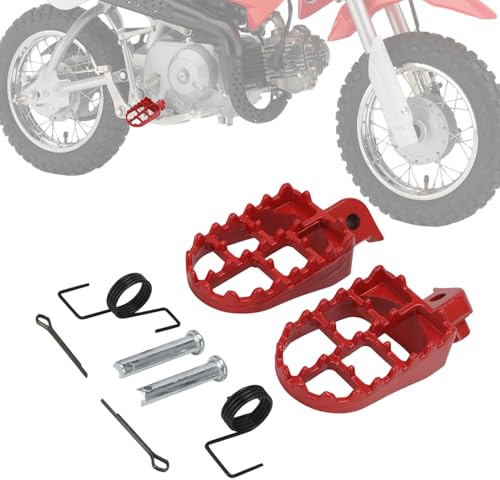 Motorrad-Fußrasten und Fußpedale für Dirt Bike, Pit Bike, Motocross Rot | für EXC SX YZ TW PW TTR CR CRF XR 50/70/80/100/110, Stabile Fußunterstützung