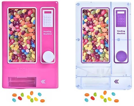 2 Pcs Candy Dispenser - Desktop Candy Vending Machine, Manual Dispenser for Office and Home, Gift Idea for Girls, Friends, and Girlfriends - Perfect for Halloween Party & Presents (Purple+Pink)