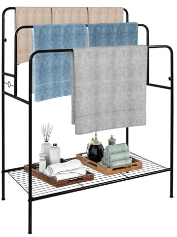 WeGXY Plus Size Towel Stand for Bathroom, Towel Drying Rack Freestanding, 3 Tier Pool Towel Rack Outdoor, Quilt Rack Stand for Living Room, Blanket Rack, Blanket Ladder Holder for Oversized Bath Towel