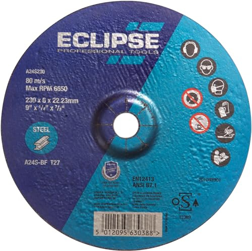 Eclipse Professional Tools A24S230 Schruppscheibe mit abgesenkter Mitte (230 x 6 x 22,23 mm) – 5er-Pack