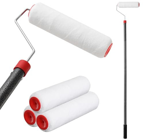 Starbover Long Paint Roller Extendable 300cm, Sponge Long Rollers for Painting, Gloss Paint Roller Set Decorating Tools for Walls and Ceilings, Paint Roller Set with Extension Pole