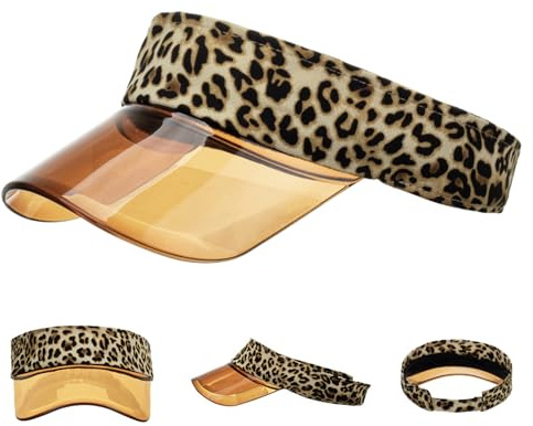KYEQATY Visor Cap Damen Golf Visier Sonnenblende Leopardenmuster Sonnenblende verstellbar für Damen Pub Golf Visier Kappe Sonnenschutz UV Schutz Strand Sonnenhut für Sommer Golf Tennis Poker Partys