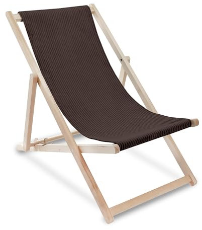 DreamRoots Liegestuhl Holz Klappbar Cord-Gewebe aus Buchenholz, bis 130 kg belastbar, 3-Fach verstellbare Rückenlehne für Garten oder Terrasse