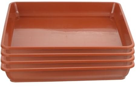 PATIKIL 16 Inch Plant Saucer Tray, 4 Pack Plastic Square Plant Saucer Large Deep Plant Pot Saucers Heavy Flower Planter Drip Tray for Indoors Outdoors Plants, Terracotta