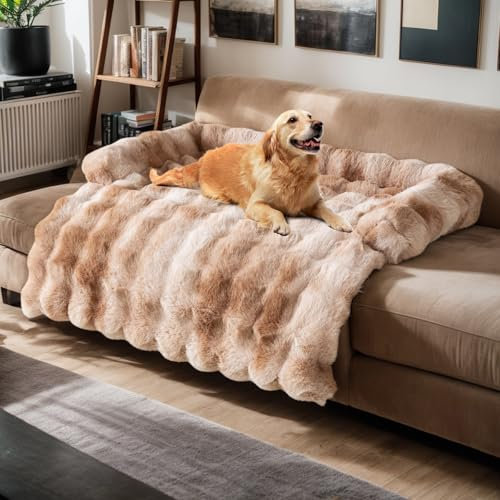 Dicker Kaninchen-Plüsch-Pet-Couch-Überzug für Sofa, Hundesofa-Bettenmatte, waschbare Plüsch-Couch-Abdeckung für Hund, Möbel-Schutz-Hundesofa-Matte für Hunde und Katzen, Flauschiges Hundecouch-Bett