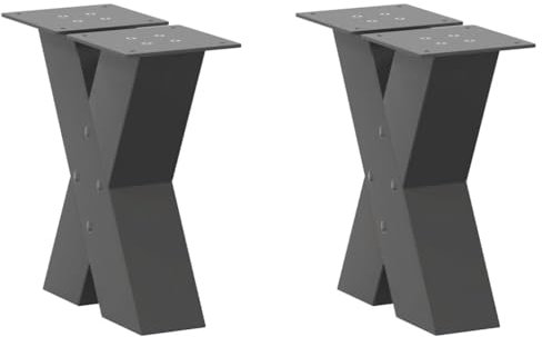 vidaXL Pieds de Table Basse en Forme de X, 2 pièces, Anthracite, 30 x (30-31) cm, Acier