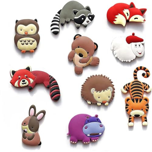 Shirene Imanes para Refrigerador para Niños,10 PCS Pegatinas para Nevera de Simpáticos Animales,Imanes Nevera Niños,Creativos e Interesantes Imanes para Refrigeradors,Decoración para Refrigerador