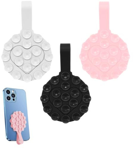 Supporto Telefono con Ventosa Magnetica, 3 pack Custodia per Telefono con Ventosa Supporto per Supporto, porta telefono antiscivolo per selfie e video, hands-free, durevole e facile da usare