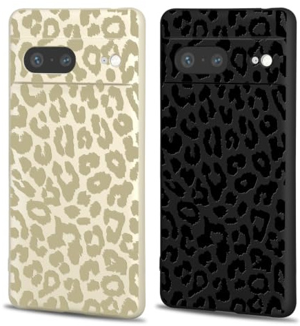 Ciciber Ttusy 2 Stück Hülle für Google Pixel 7 Handyhülle Silikon mit Muster Leopard Matte Case Stoßfest Dünn Ästhetik Frauen Mädchen Weich TPU Schutzhülle Tasche für Google Pixel 7,01