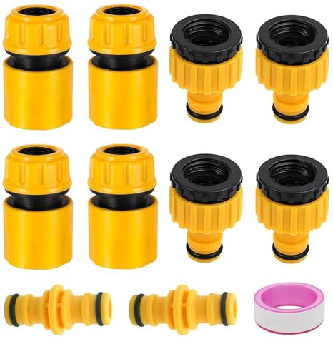 Garden Hose Pipe Connectors Kit, Double Male Snap Fittings, Hose End Quick Connectors 2-in-1 Threaded Faucet Adapter Garden Irrigation System