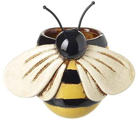 Heaven Sends Small Wall Ceramic Bee Planter – Hanging Garden & Home Pot – Decorative Bumblebee Plant Holder