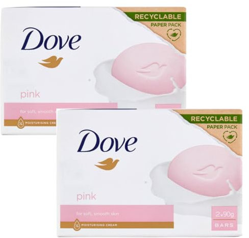 Dove Beauty Cream Bar Seife, fest, verschiedene Düfte, 2 x 90 g (2 Einheiten, Pink)