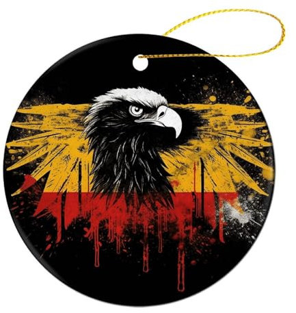 Deutschland Flagge Adler Weihnachtsschmuck für Weihnachtsbaum hängende Ornament für Feiertage, Weihnachtsbaumschmuck, personalisierte Dekoration, hängende runde Anhänger für Heimdekoration, Geschenke