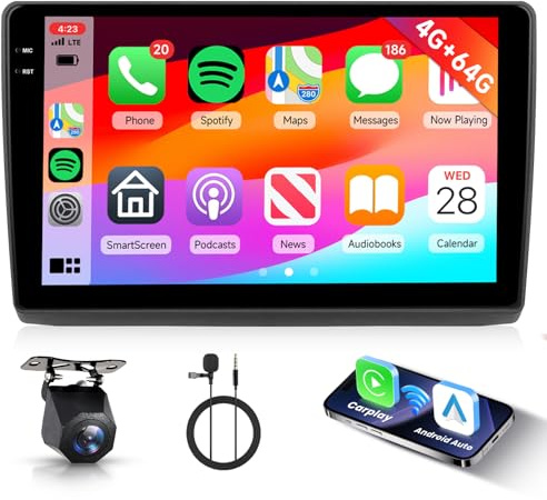 Hodozzy 4G+64G Radio para Renault Trafic 2001-2010/Opel Vivaro 2006-2010/Nissan Primastar 2006-2014 Android 10 Pulgadas Pantalla Táctil GPS Carplay Inalámbrico Android Auto Bluetooth WiFi RDS Cámara