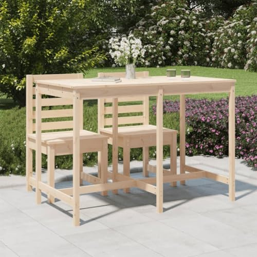 Mandloder Gartentisch 159,5x82,5x110 cm, Massivholz Kiefer, unbehandelt, robuster Holztisch für Garten, Terrasse, Balkon, ideal für Outdoor-Möbel