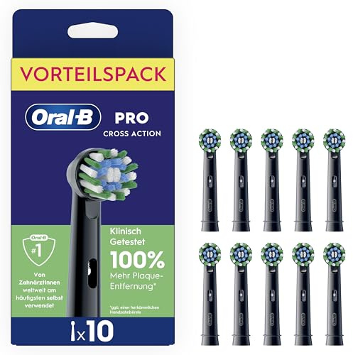Oral-B Aufsteckbürsten Pro CrossAction Schwarz 10er | Original Zahnbürstenaufsatz für Elektrische Zahnbürste, Gründliche Plaque-Entfernung Und Überlegene Zahnreinigung