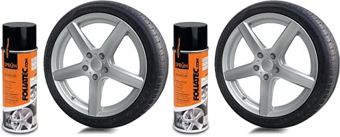 Foliatec Sprühfolie Auto Felgenfolie Sprüh Lack Spraydose Abziehbar, Gute Deckkraft, silber metallic matt, 1x 400ml (Packung mit 2)