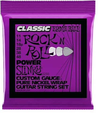 Ernie Ball, Power Slinky Classic Rock n Roll, Corde per chitarra elettrica avvolte in puro nichel, diametro 11-48