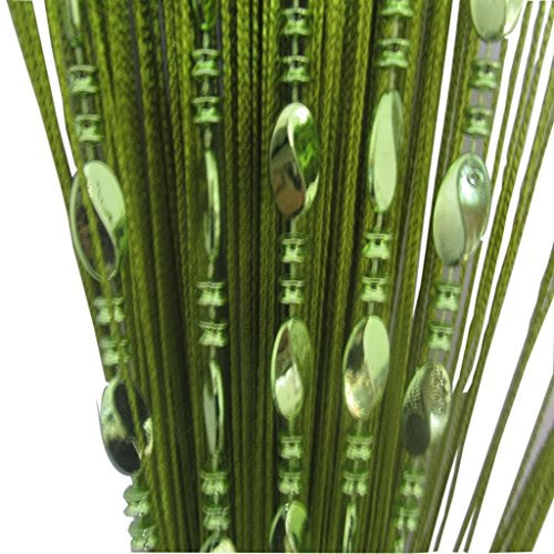 Tangpan Rideau de porte perles 100 x 200 cm, boutons transparents, décoration, séparateur de pièce, rideau de fenêtre, moustiquaire, Tissu, vert, 100 x 200 cm