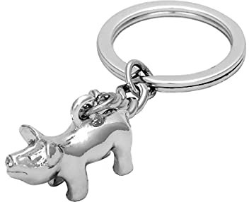 Brillibrum Design Schlüsselanhänger Schwein versilbert Glücksschwein Glücksbringer Glück Silvester Talisman für Schlüsselbund Silber Schweinchen good luck